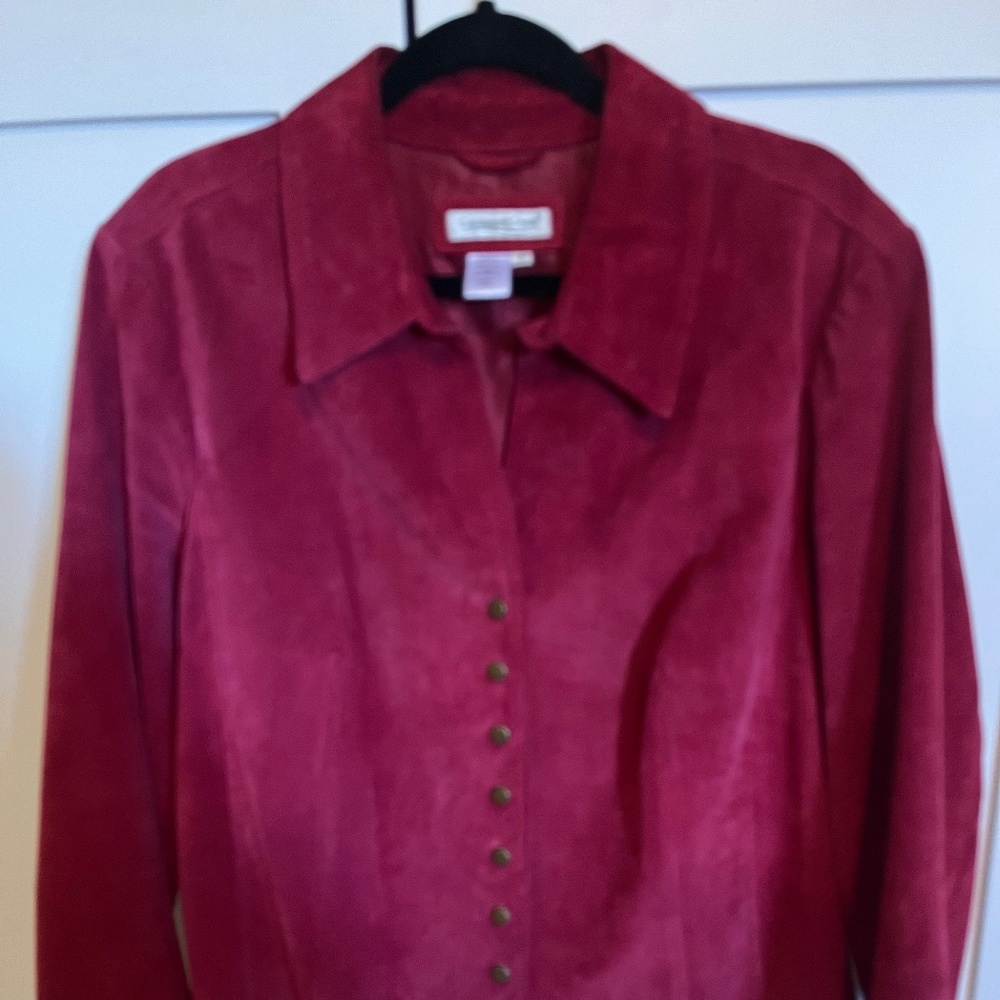 Coldwater creek red/raspberry suede jacket